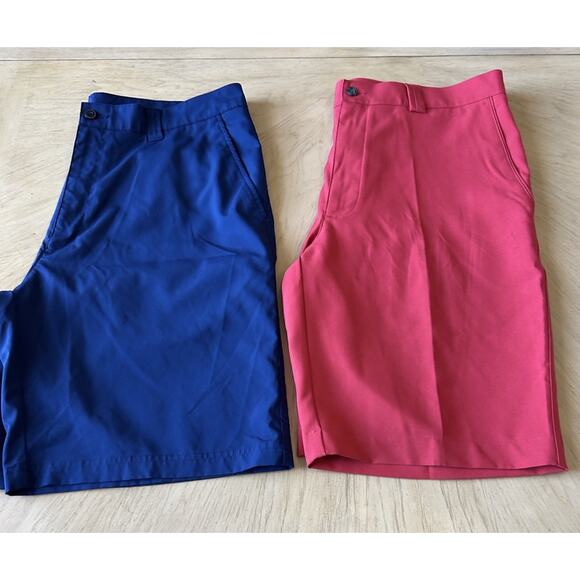 2 PGA Tour Golf Shorts Men’s 36 Red & Blue Stretch VTG Casual Classic Comfort - Picture 8 of 16